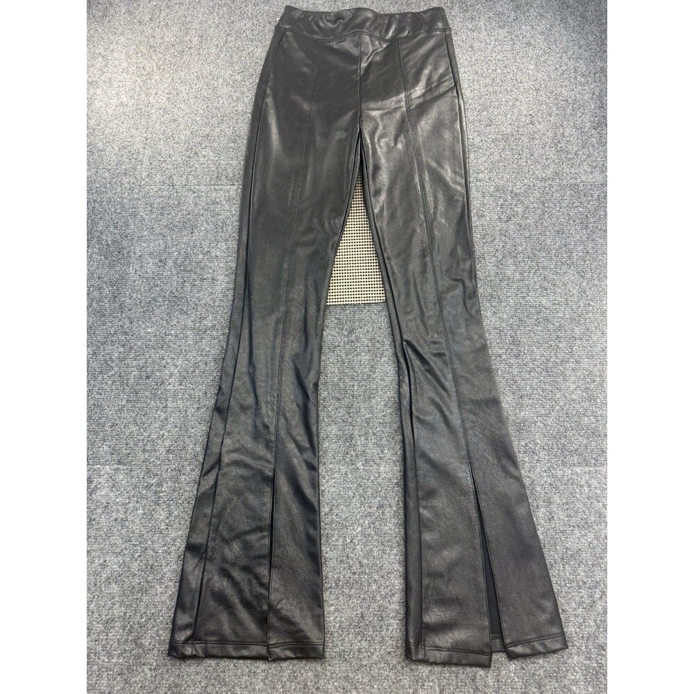 Vintage Havana Faux Leather Flare Pants Black Womens Small S Pre-owned